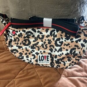 Brighton Leopard Print Swing Bag with Red Trim